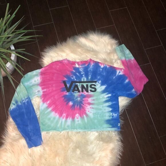 Vans tie dye crop sweatshirt sz Large - Picture 2 of 9
